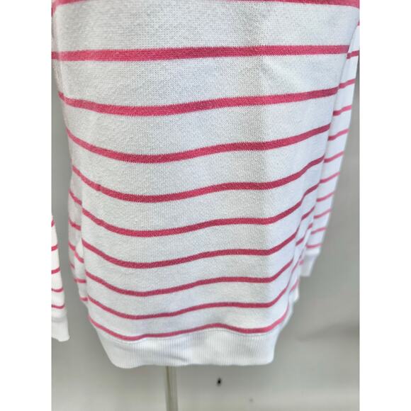 Tommy Hilfiger white & pink stripe lace up sweater Size Small Coastal Preppy y2k - Picture 6 of 14